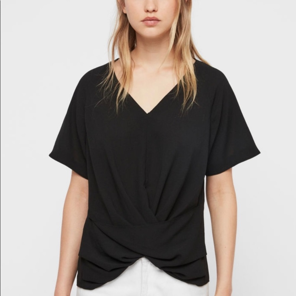 All Saints Piper Twist Front tee- NWT, size Small